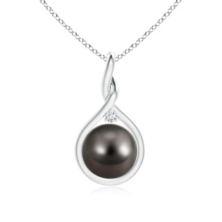 9mm AAA Tahitian Pearl and Diamond Twisted Bale Pendant in White Gold