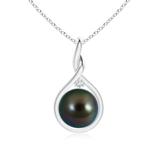 9mm AAAA Tahitian Pearl and Diamond Twisted Bale Pendant in White Gold