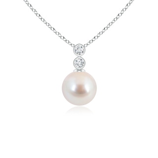 6mm AAA Akoya Cultured Pearl Pendant with Bezel Diamonds in White Gold