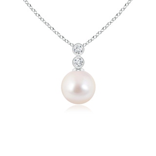 6mm AAAA Akoya Cultured Pearl Pendant with Bezel Diamonds in White Gold