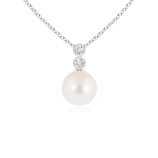 6mm AAA Freshwater Pearl Pendant with Bezel Diamonds in S999 Silver