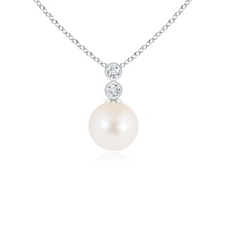 6mm AAA Freshwater Pearl Pendant with Bezel Diamonds in White Gold