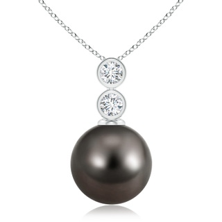 10mm AAA Tahitian Cultured Pearl Pendant with Bezel Diamonds in White Gold