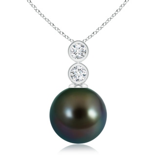10mm AAAA Tahitian Cultured Pearl Pendant with Bezel Diamonds in White Gold