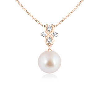 8mm AAA Japanese Akoya Pearl Pendant with Diamond Infinity Bale in Rose Gold