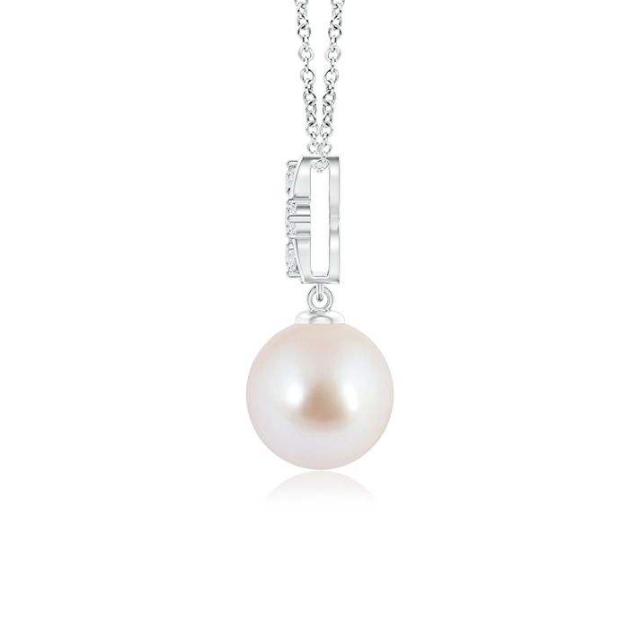 8mm AAA Japanese Akoya Pearl Pendant with Diamond Infinity Bale in White Gold Product Image