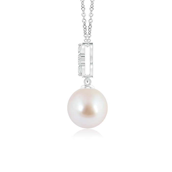 8mm AAA Japanese Akoya Pearl Pendant with Diamond Infinity Bale in White Gold product image