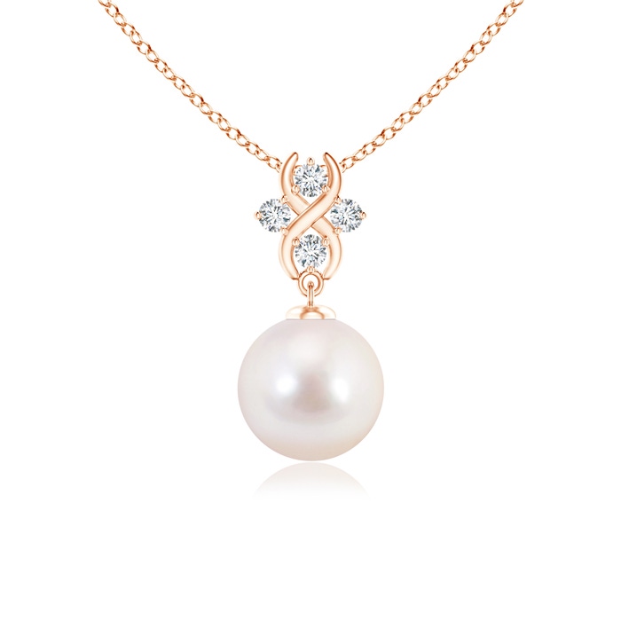 8mm AAAA Japanese Akoya Pearl Pendant with Diamond Infinity Bale in Rose Gold
