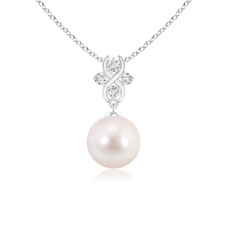 8mm AAAA Japanese Akoya Pearl Pendant with Diamond Infinity Bale in White Gold