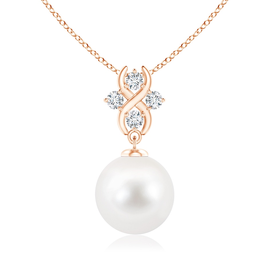10mm AA Freshwater Pearl Pendant with Diamond Infinity Bale in Rose Gold 