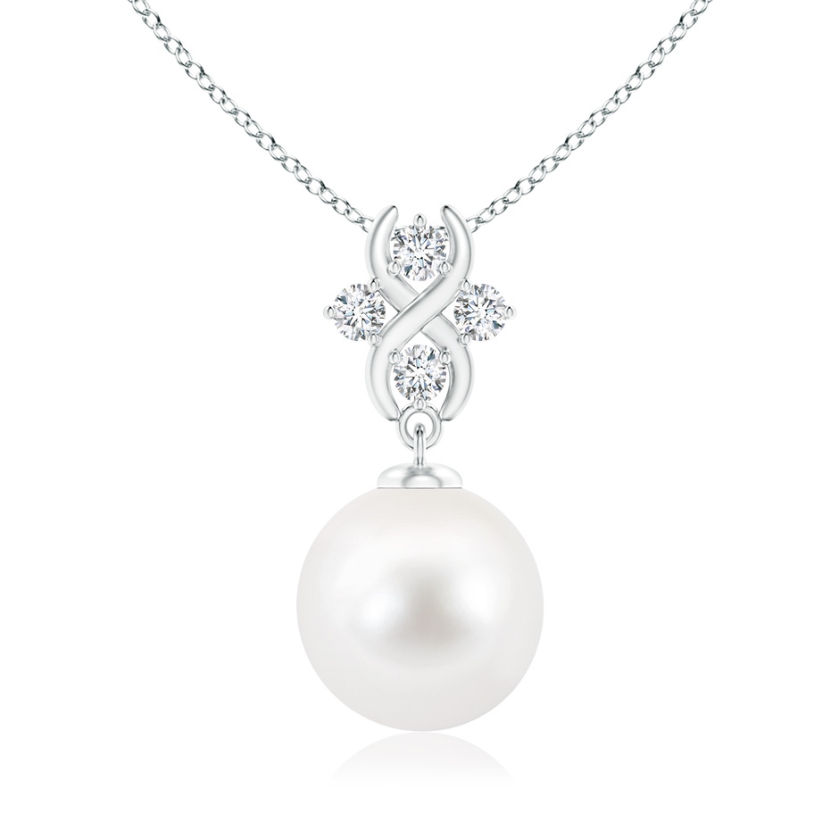 10mm AA Freshwater Pearl Pendant with Diamond Infinity Bale in White Gold 