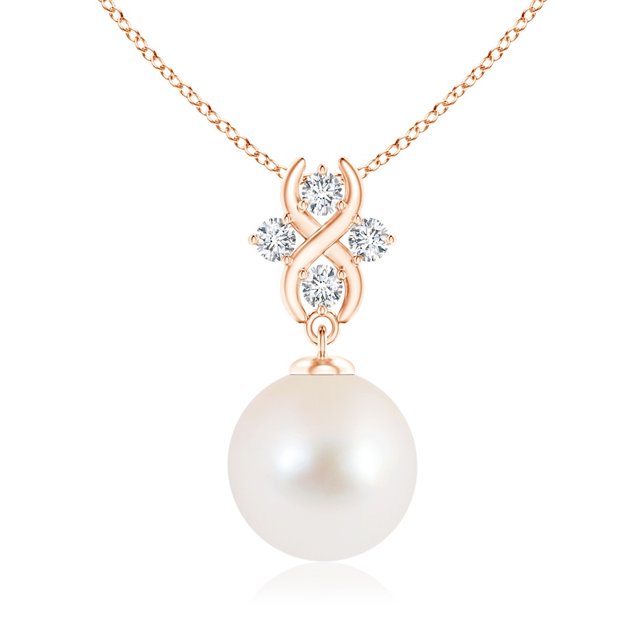 10mm AAA Freshwater Pearl Pendant with Diamond Infinity Bale in Rose Gold 