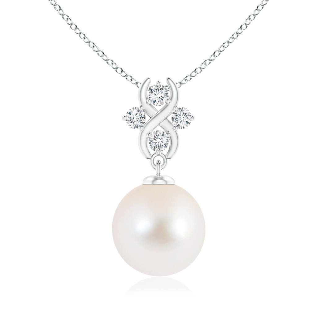 10mm AAA Freshwater Pearl Pendant with Diamond Infinity Bale in White Gold