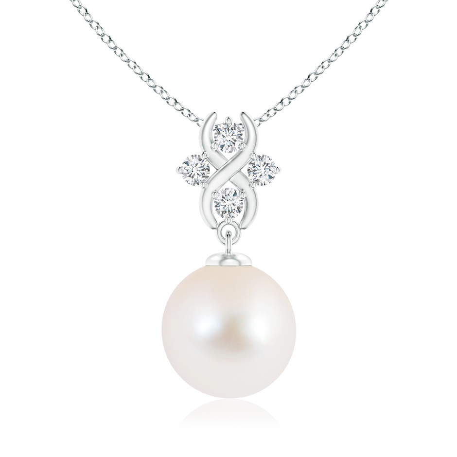 10mm AAA Freshwater Pearl Pendant with Diamond Infinity Bale in White Gold 