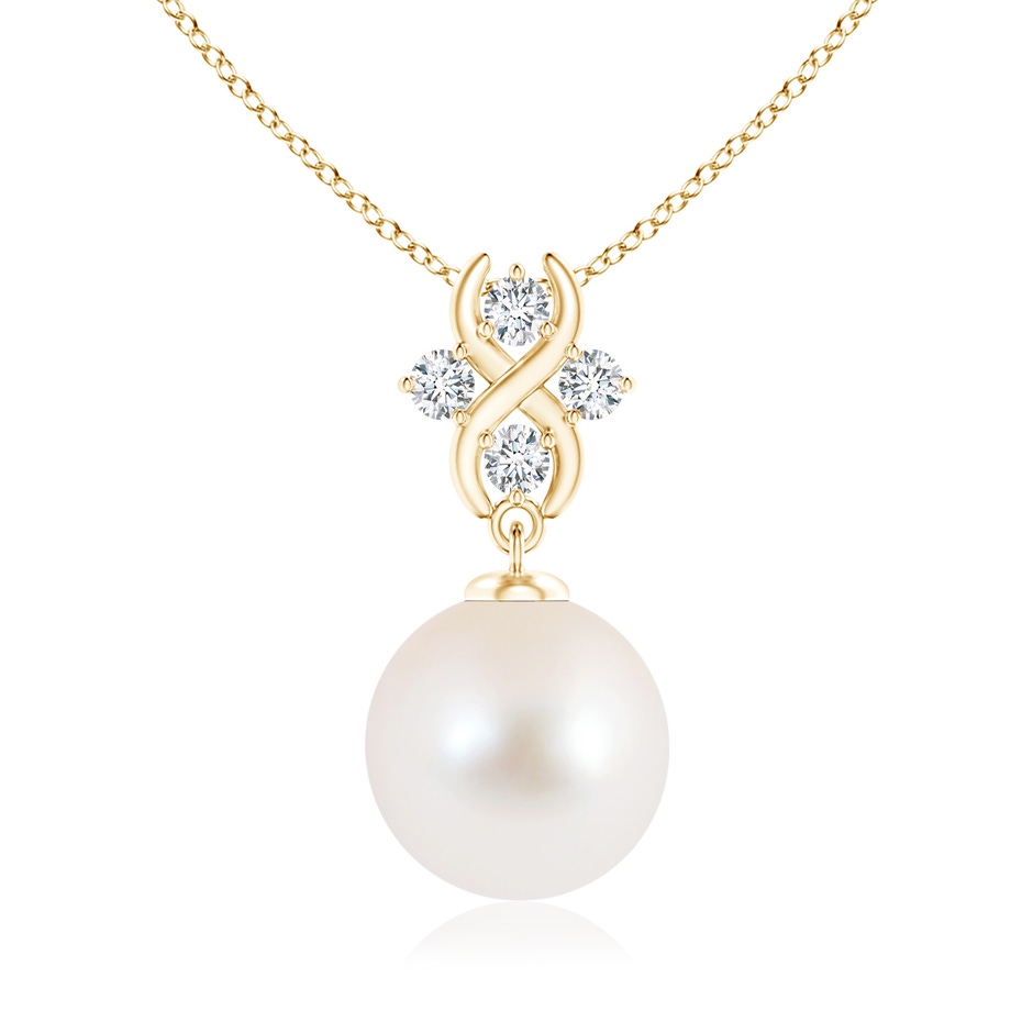 10mm AAA Freshwater Pearl Pendant with Diamond Infinity Bale in Yellow Gold 