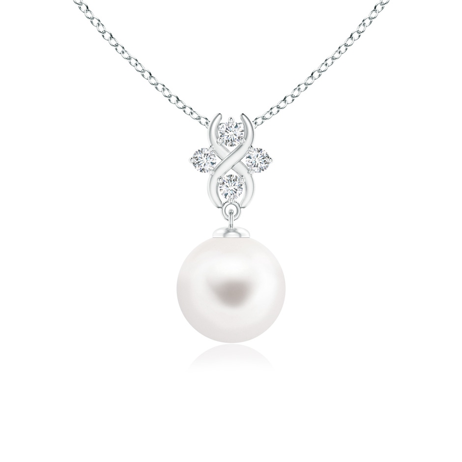 8mm AA Freshwater Pearl Pendant with Diamond Infinity Bale in White Gold 