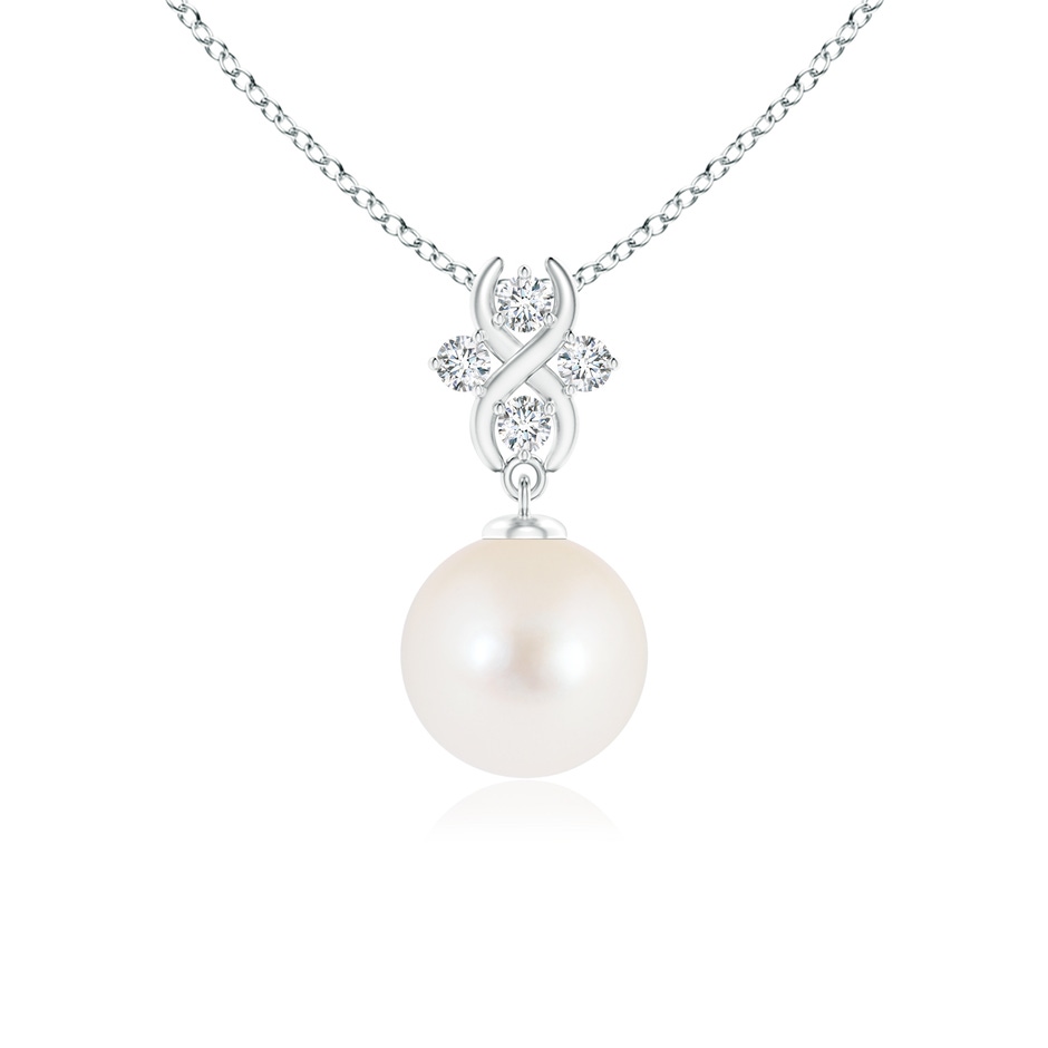 8mm AAA Freshwater Pearl Pendant with Diamond Infinity Bale in White Gold 