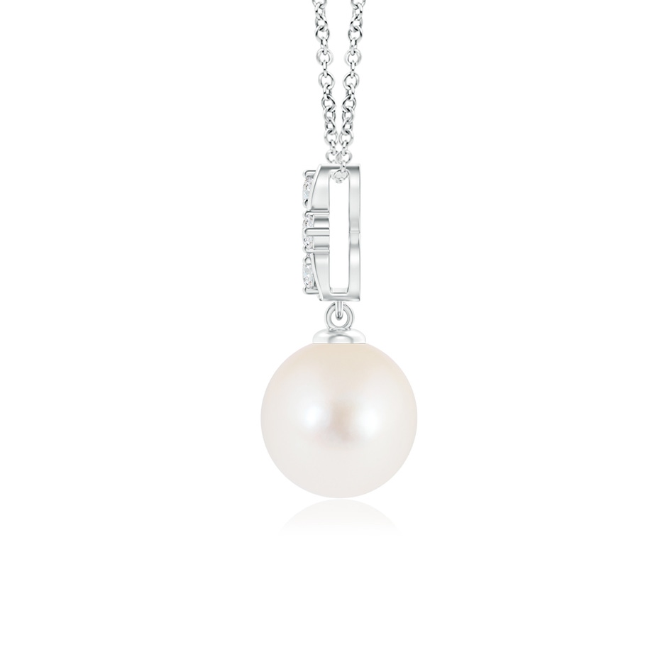 8mm AAA Freshwater Pearl Pendant with Diamond Infinity Bale in White Gold product image