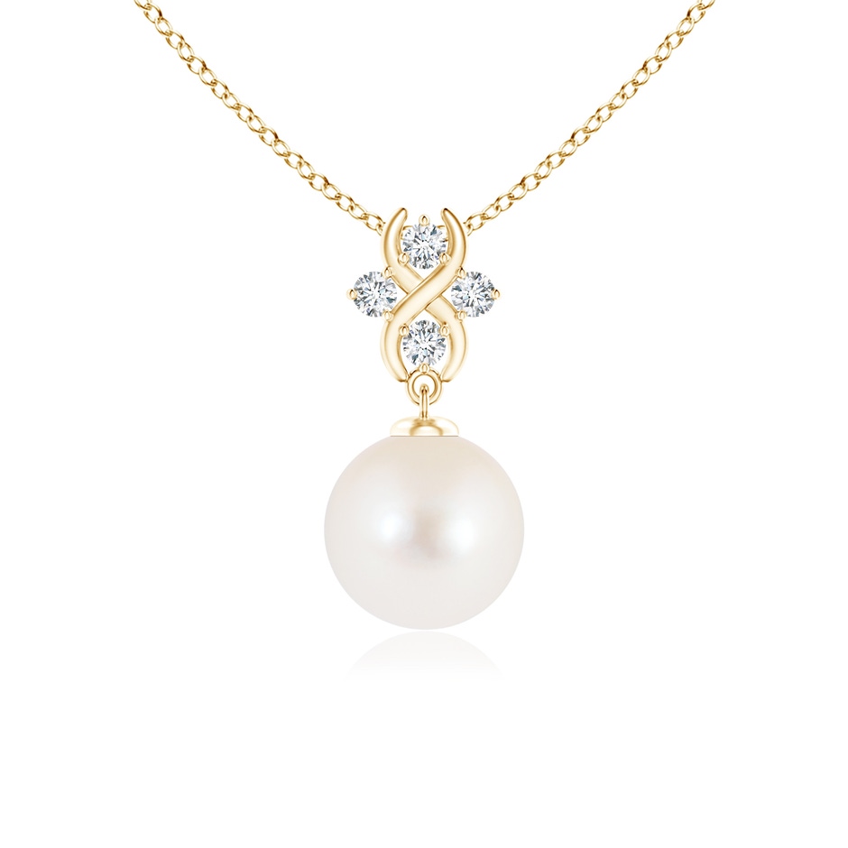 8mm AAA Freshwater Pearl Pendant with Diamond Infinity Bale in Yellow Gold 