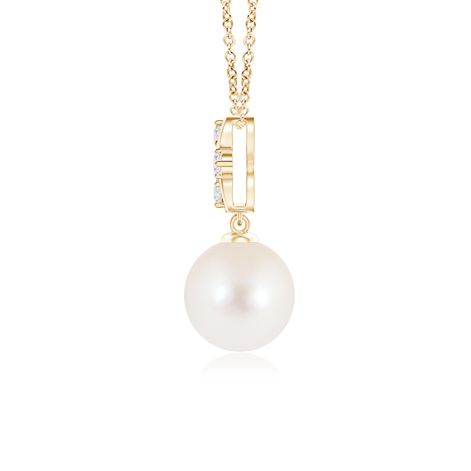 8mm AAA Freshwater Pearl Pendant with Diamond Infinity Bale in Yellow Gold product image