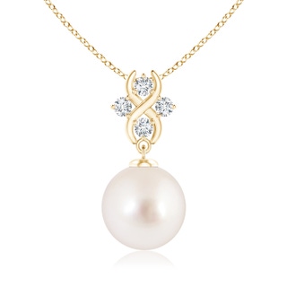 10mm AAAA South Sea Pearl Pendant with Diamond Infinity Bale in 9K Yellow Gold