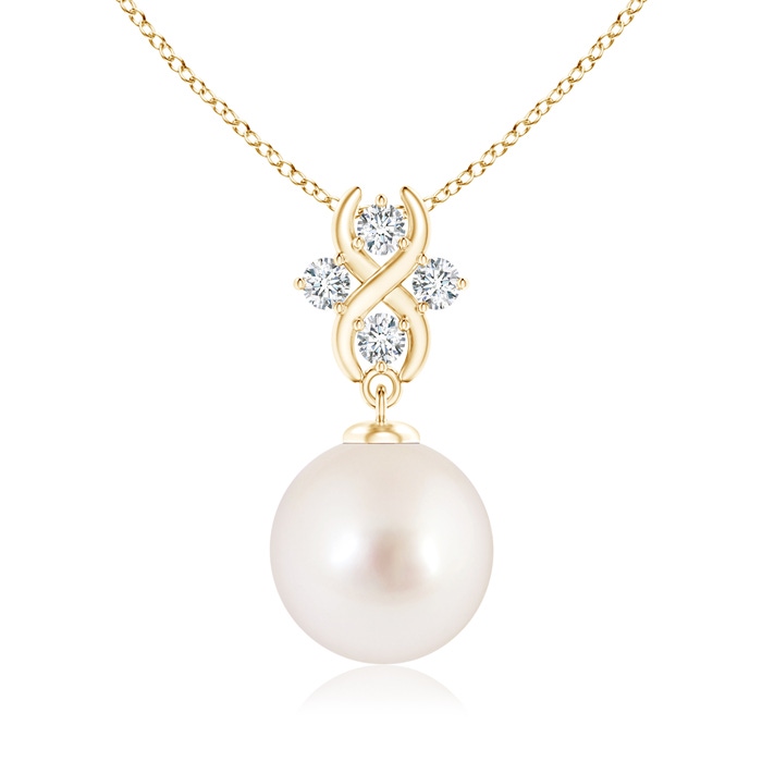 10mm AAAA South Sea Pearl Pendant with Diamond Infinity Bale in Yellow Gold