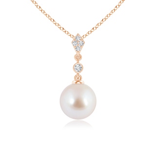 8mm AAA Classic Akoya Cultured Pearl Drop Pendant with Diamonds in Rose Gold