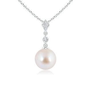 8mm AAA Classic Akoya Cultured Pearl Drop Pendant with Diamonds in White Gold