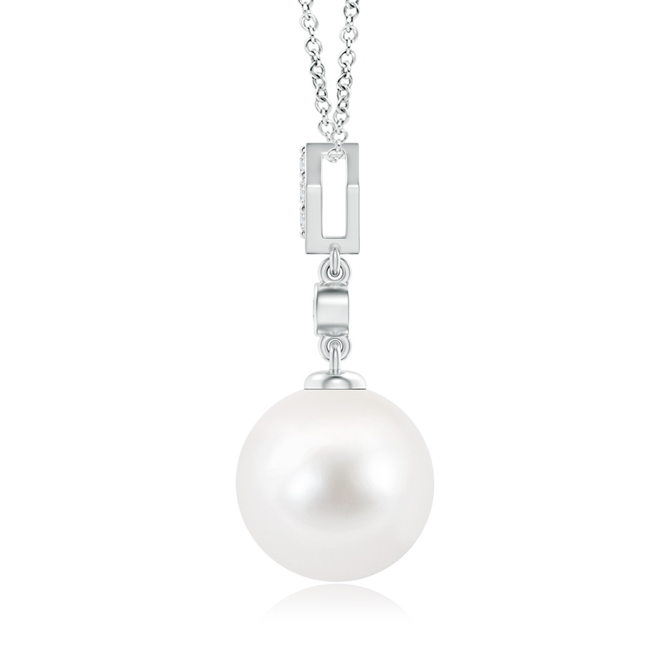 10mm AA Classic Freshwater Pearl Drop Pendant with Diamonds in White Gold product image