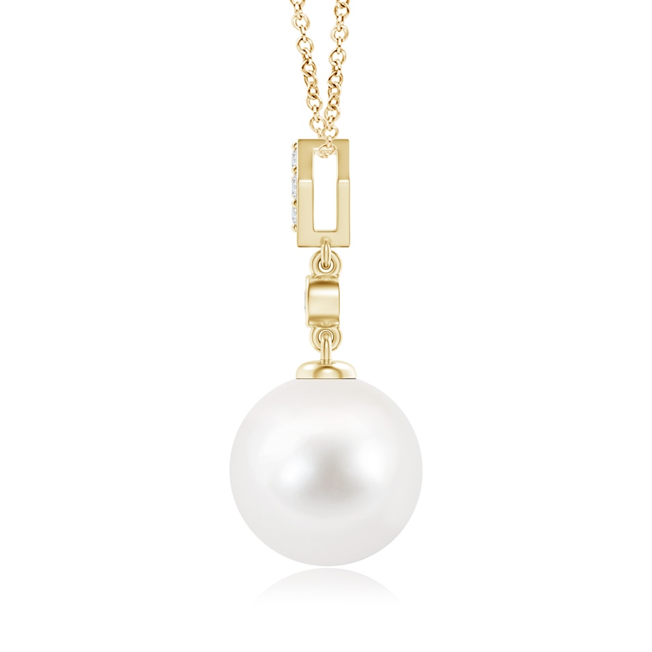 10mm AA Classic Freshwater Pearl Drop Pendant with Diamonds in Yellow Gold product image