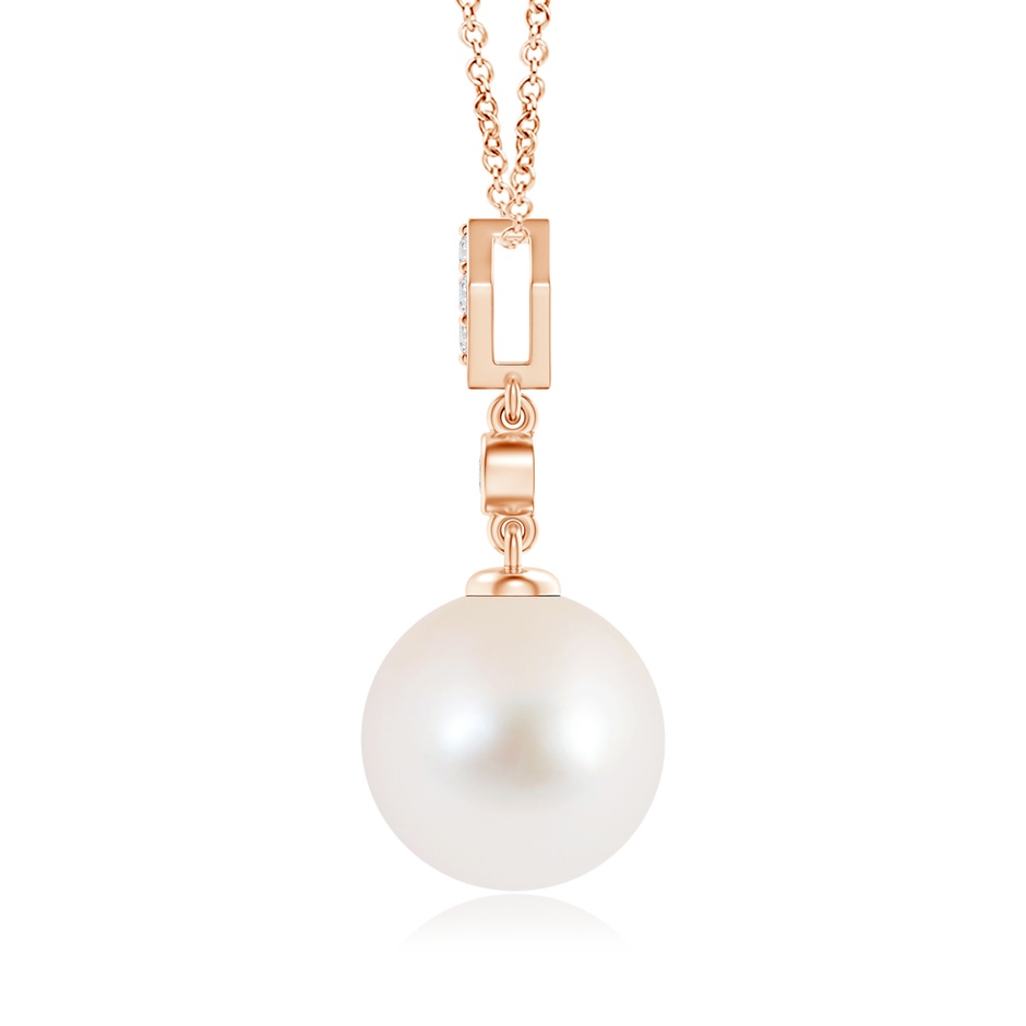 10mm AAA Classic Freshwater Pearl Drop Pendant with Diamonds in Rose Gold product image