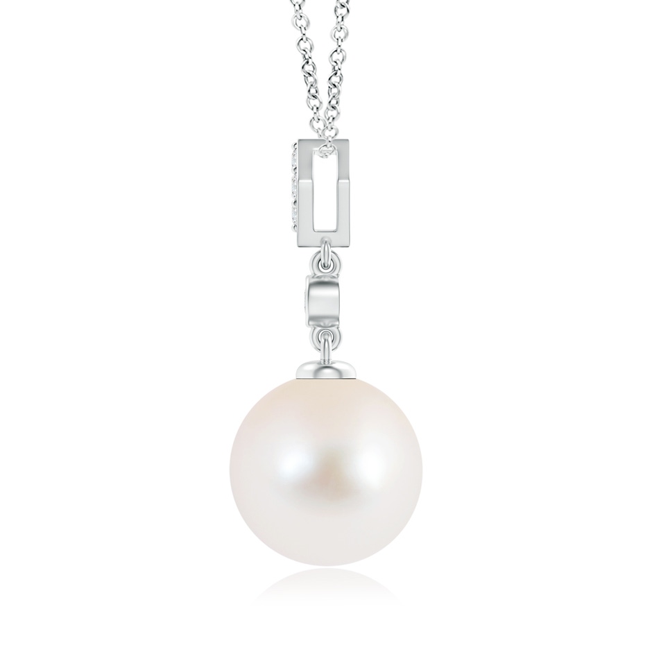 10mm AAA Classic Freshwater Pearl Drop Pendant with Diamonds in White Gold product image