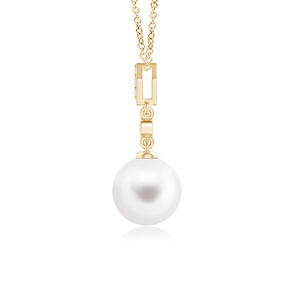 8mm AA Classic Freshwater Pearl Drop Pendant with Diamonds in Yellow Gold product image