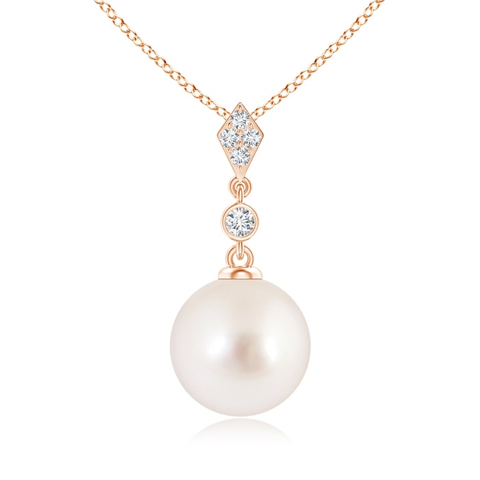 10mm AAAA Classic South Sea Cultured Pearl Drop Pendant with Diamonds in Rose Gold