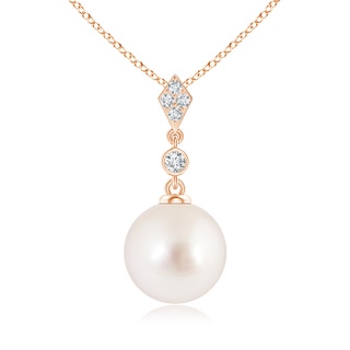 10mm AAAA Classic South Sea Cultured Pearl Drop Pendant with Diamonds in Rose Gold