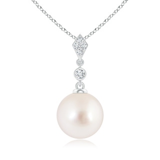 10mm AAAA Classic South Sea Cultured Pearl Drop Pendant with Diamonds in White Gold