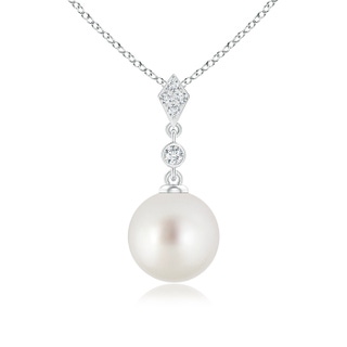 9mm AAA Classic South Sea Cultured Pearl Drop Pendant with Diamonds in White Gold