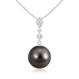 10mm AAA Classic Tahitian Pearl Drop Pendant with Diamonds in 9K White Gold