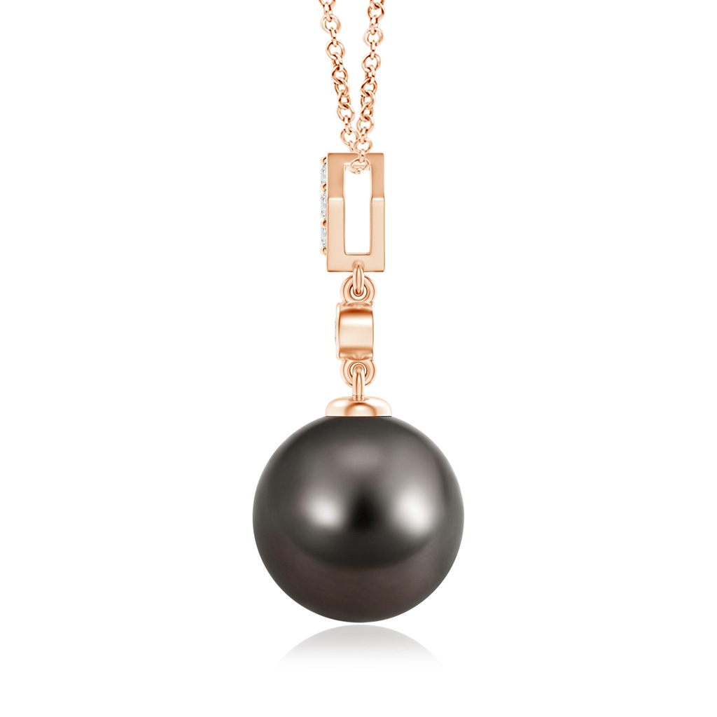 10mm AAA Classic Tahitian Pearl Drop Pendant with Diamonds in Rose Gold Product Image