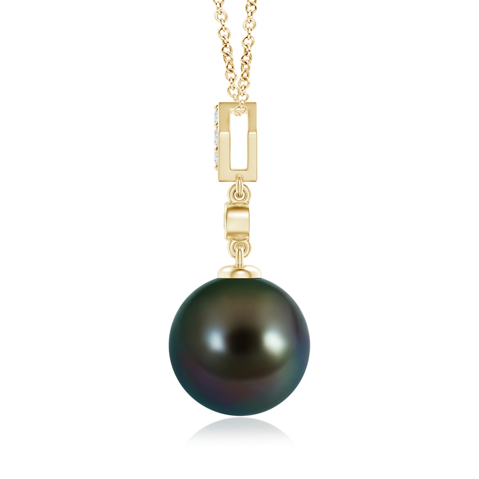 10mm AAAA Classic Tahitian Pearl Drop Pendant with Diamonds in Yellow Gold product image