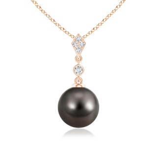 9mm AAA Classic Tahitian Pearl Drop Pendant with Diamonds in Rose Gold