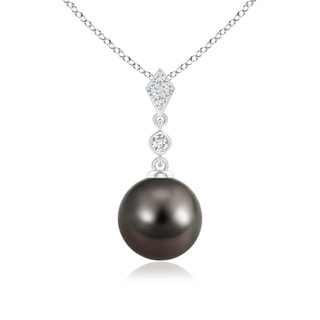 9mm AAA Classic Tahitian Pearl Drop Pendant with Diamonds in White Gold