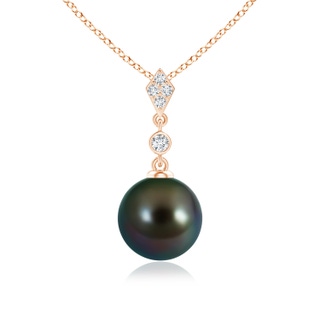 9mm AAAA Classic Tahitian Pearl Drop Pendant with Diamonds in 9K Rose Gold