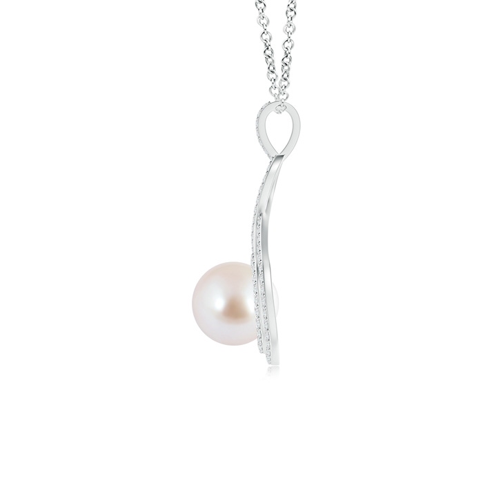 8mm AAA Japanese Akoya Pearl Infinity Pendant with Diamond Halo in White Gold product image