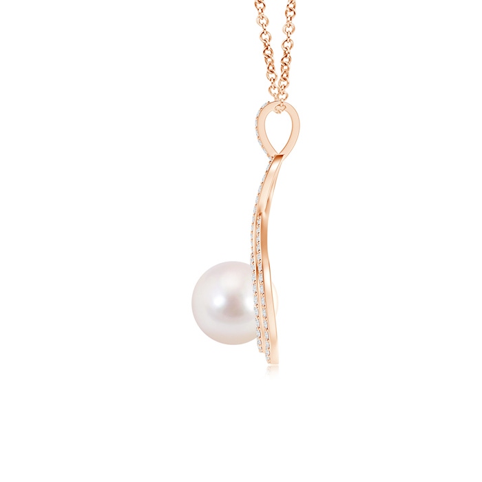 8mm AAAA Japanese Akoya Pearl Infinity Pendant with Diamond Halo in Rose Gold product image