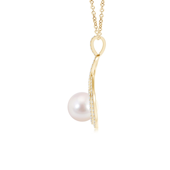8mm AAAA Japanese Akoya Pearl Infinity Pendant with Diamond Halo in Yellow Gold product image