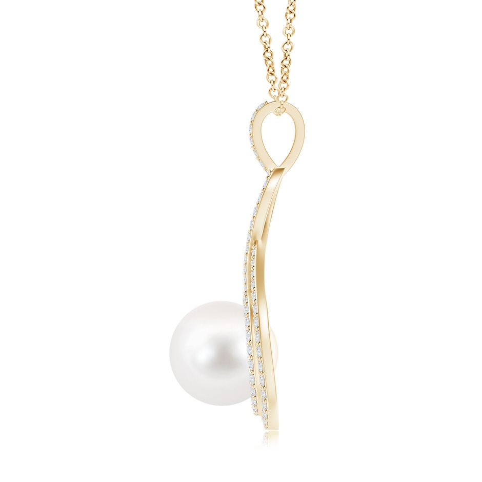 10mm AA Freshwater Pearl Infinity Pendant with Diamond Halo in Yellow Gold product image