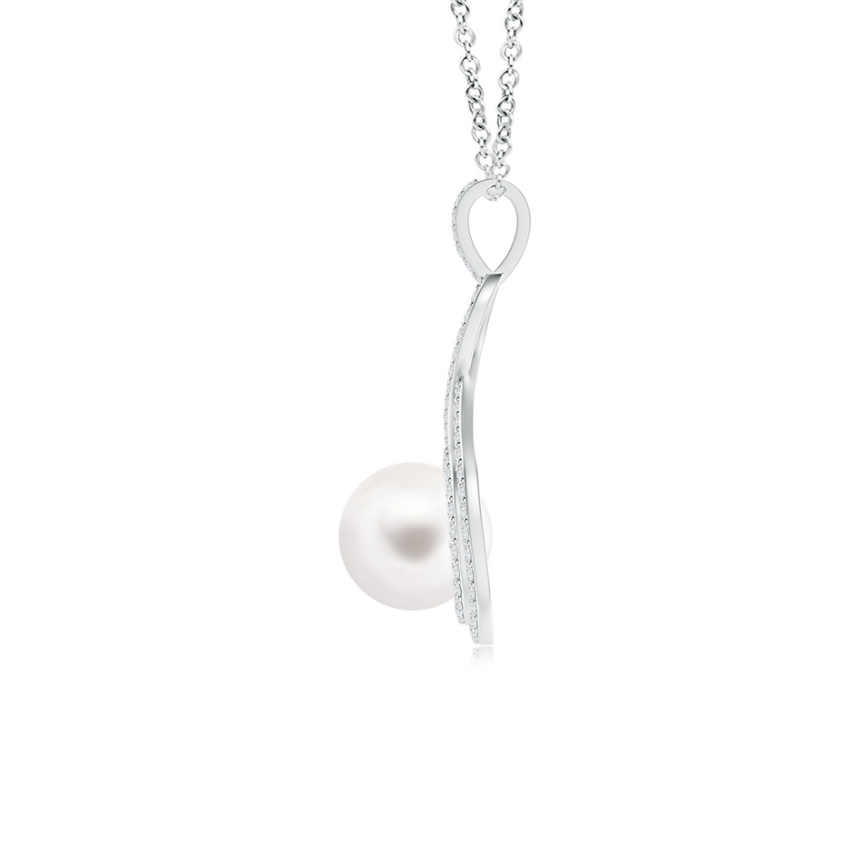 8mm AA Freshwater Pearl Infinity Pendant with Diamond Halo in White Gold product image