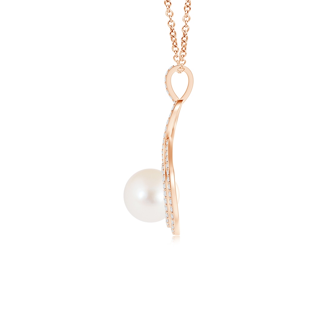 8mm AAA Freshwater Pearl Infinity Pendant with Diamond Halo in Rose Gold Product Image