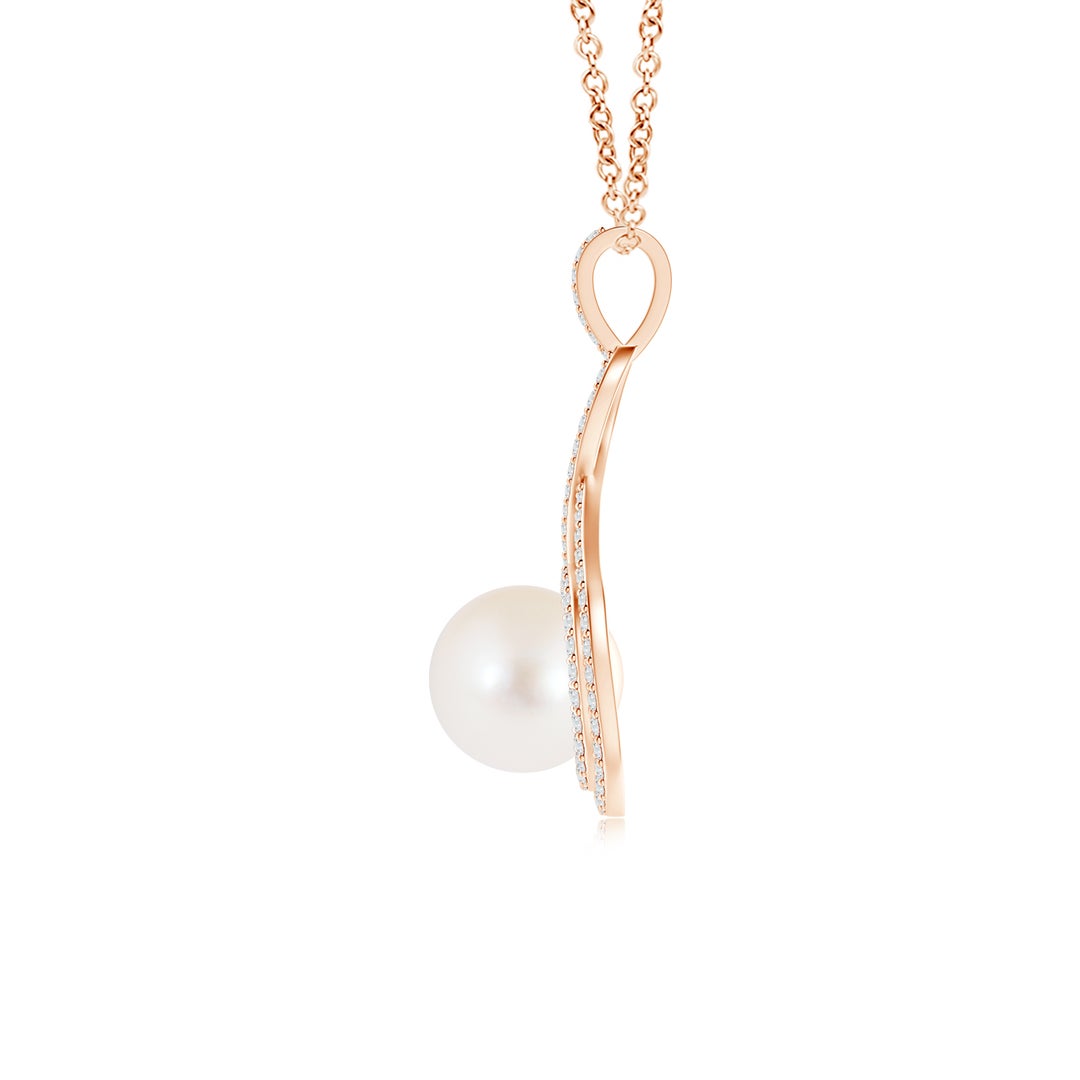 Pearl Infinity Freshwater Pearl Infinity Pendant with Diamond Halo